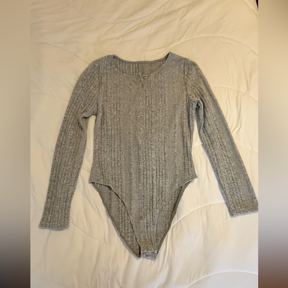 Grey Long Sleeved Bodysuit